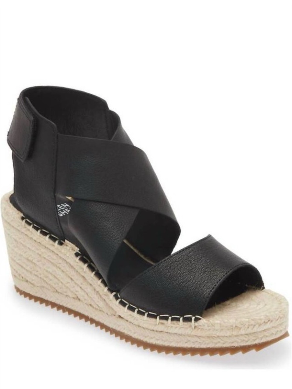 NEW Eileen Fisher Willow espadrille wedges sandals 6,5 black leather $198